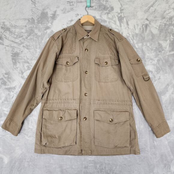 Vintage Cabelas Safari Series Jacket Mens Large Hunting Drawstring Waist Tan - Picture 2 of 10